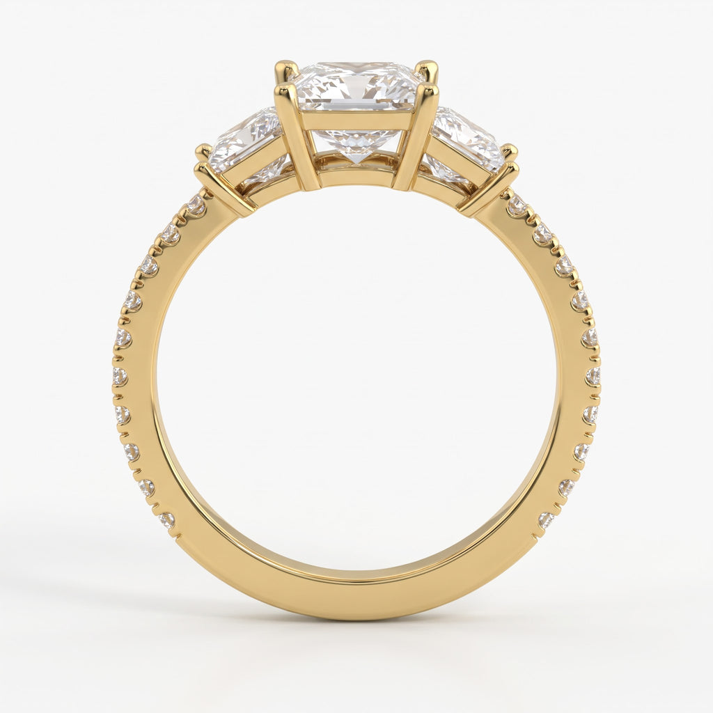 Regal Élan Princess-Cut Diamond Side Stone Ring