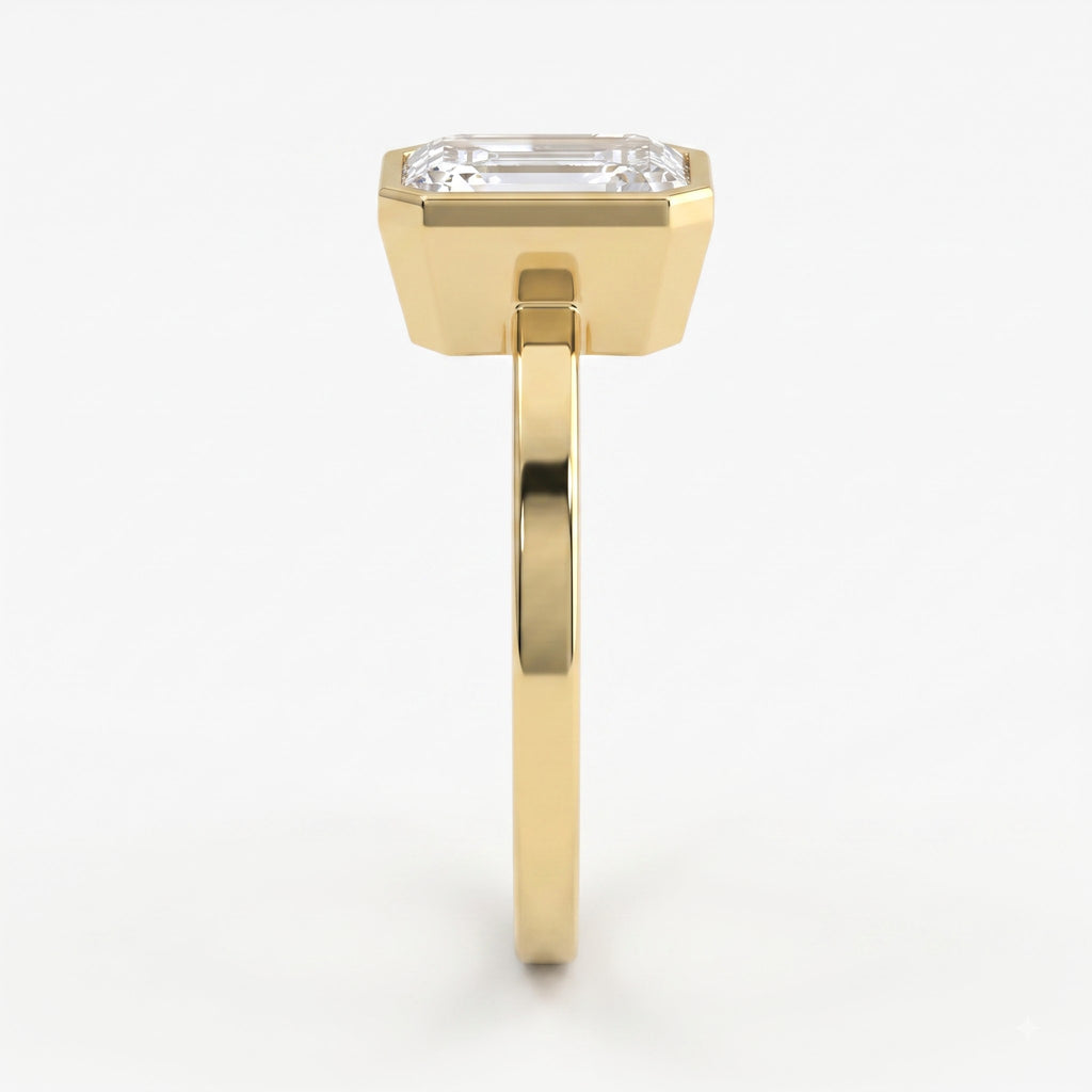 Modern Statement Emerald Diamond Bezel Setting Ring