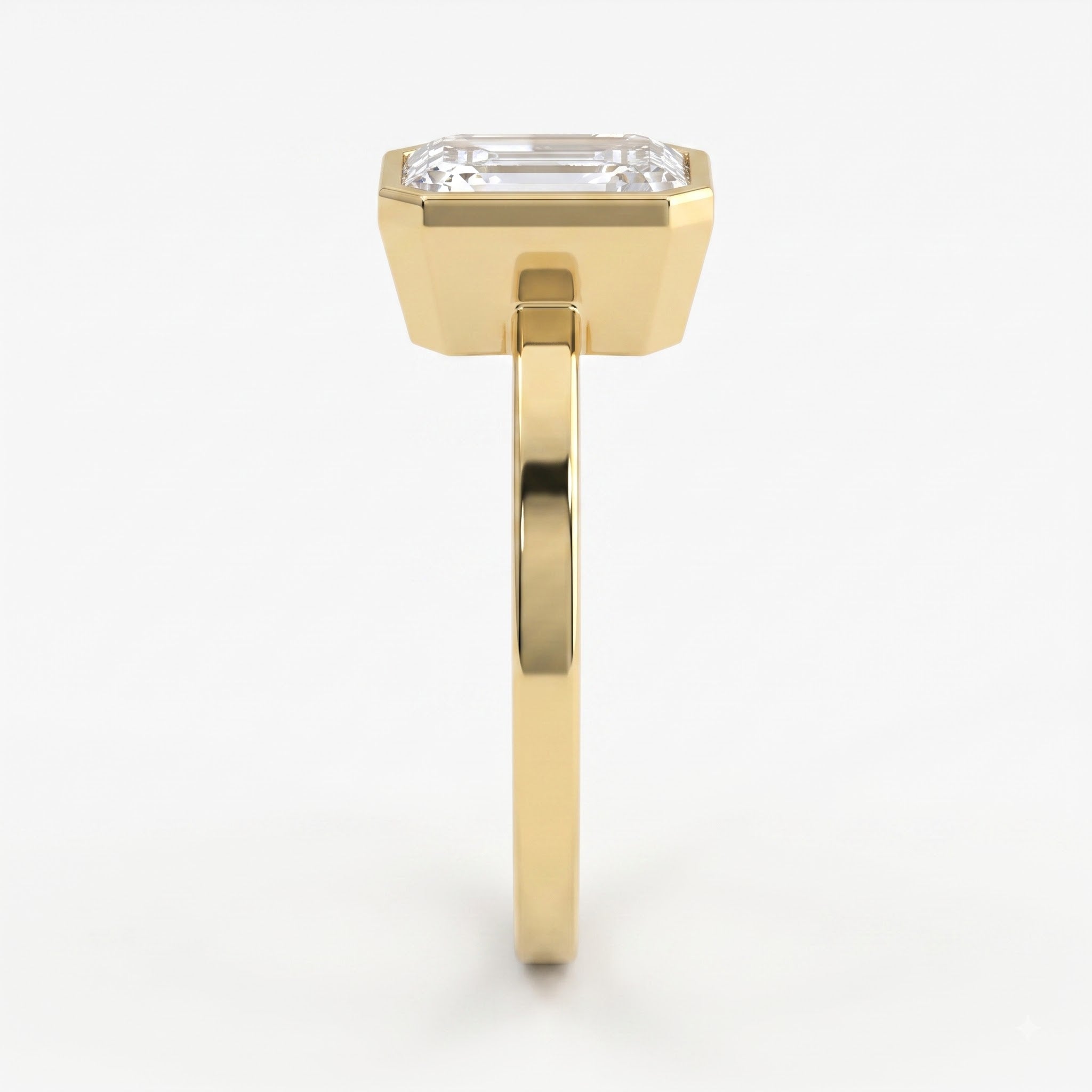 Modern Statement Emerald Diamond Bezel Setting Ring