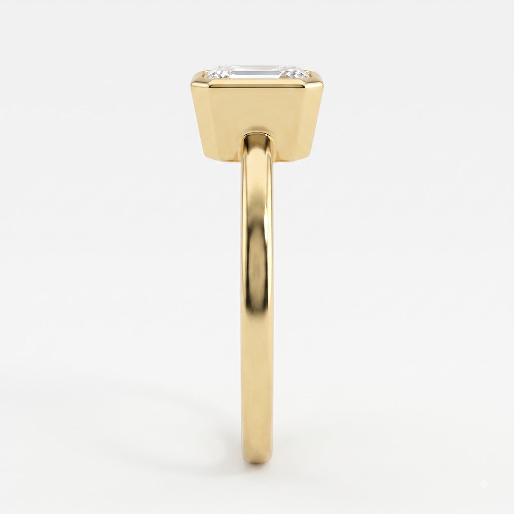 The Valenne Asscher Diamond Bezal Setting Solitaire Ring