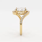 Celestia Twist Oval Diamond Crossover Side Stone Ring