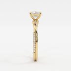 Princess Cut Crossover Pavé Side Stone Engagement Ring
