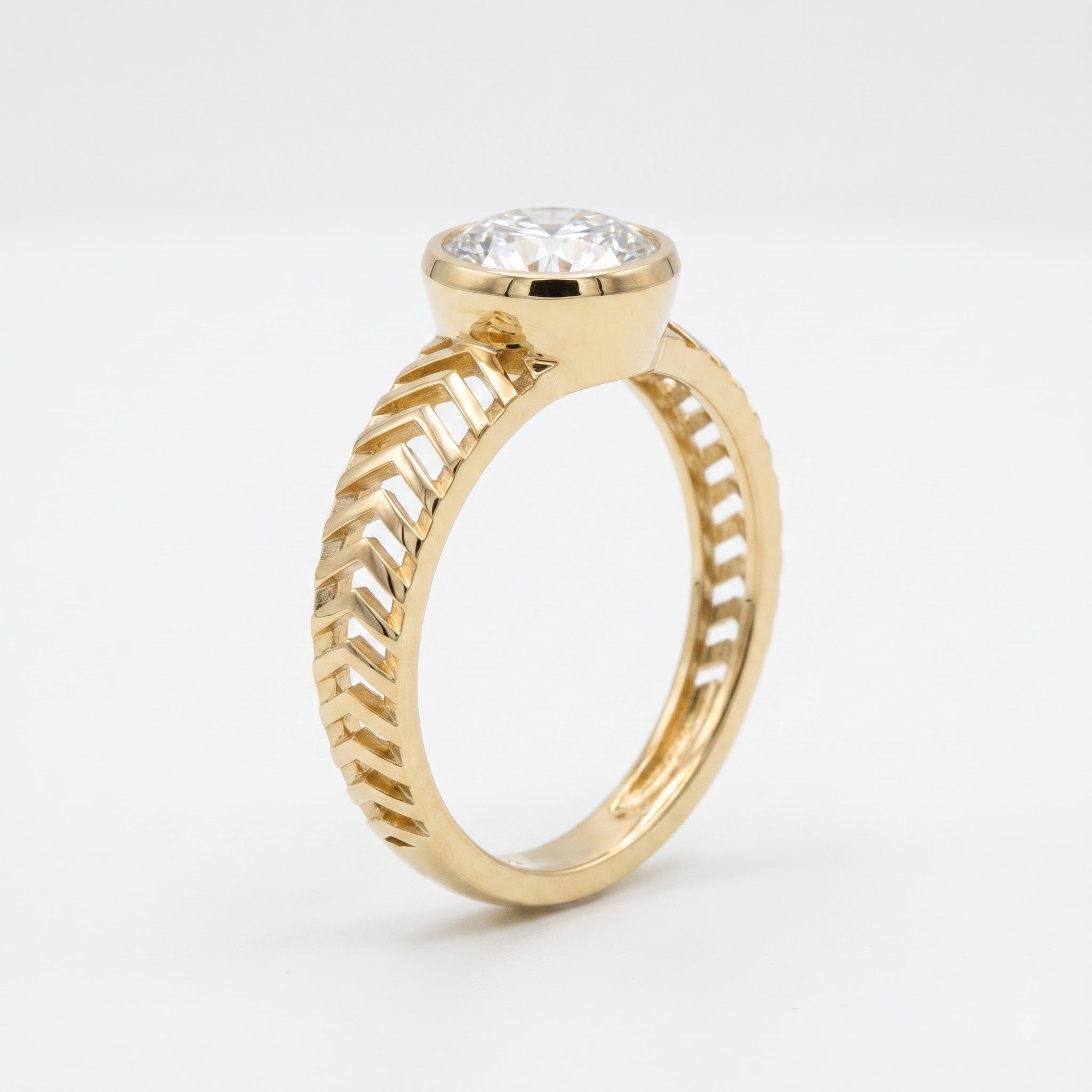 Modern Geometric Statement Solitaire Ring