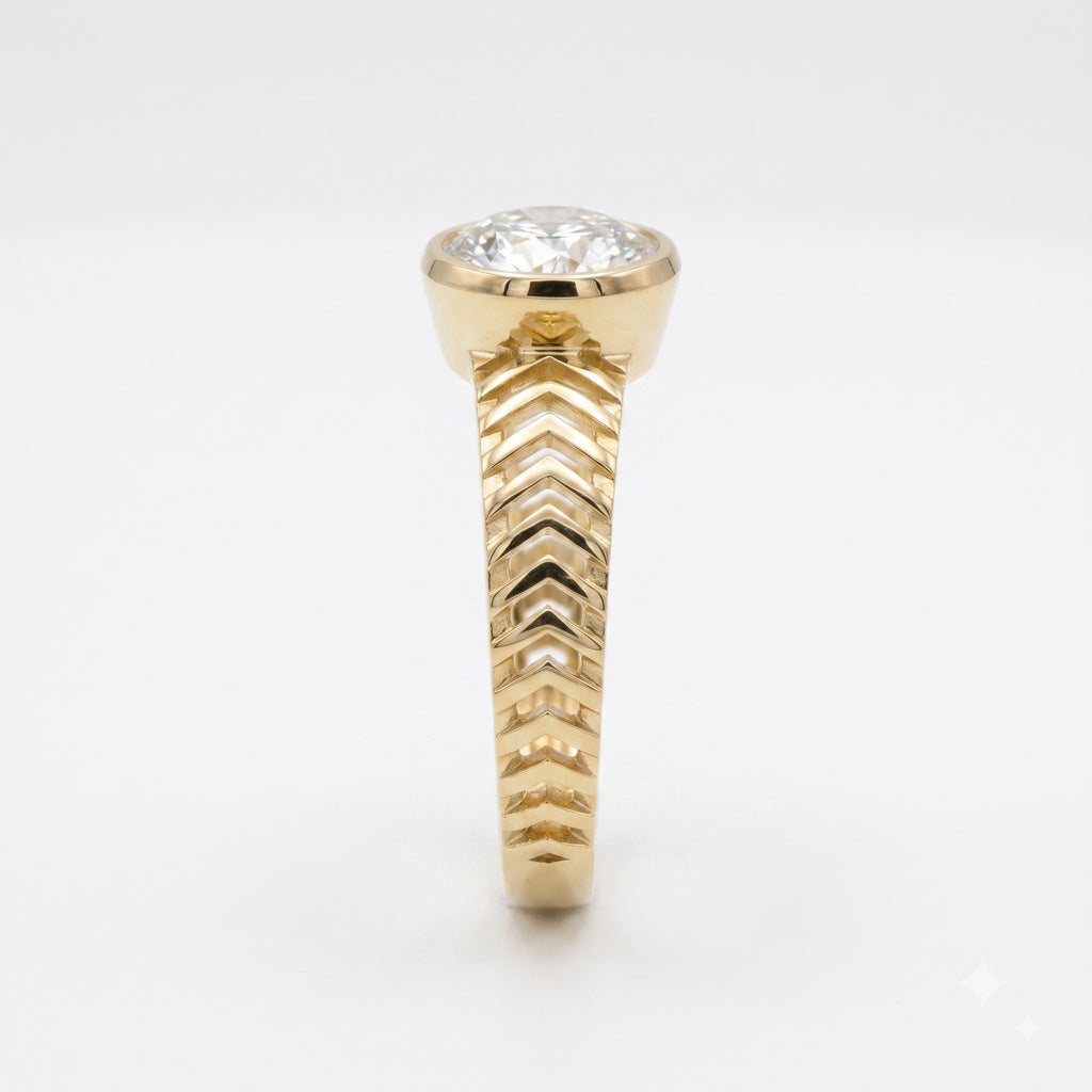 Modern Geometric Statement Solitaire Ring