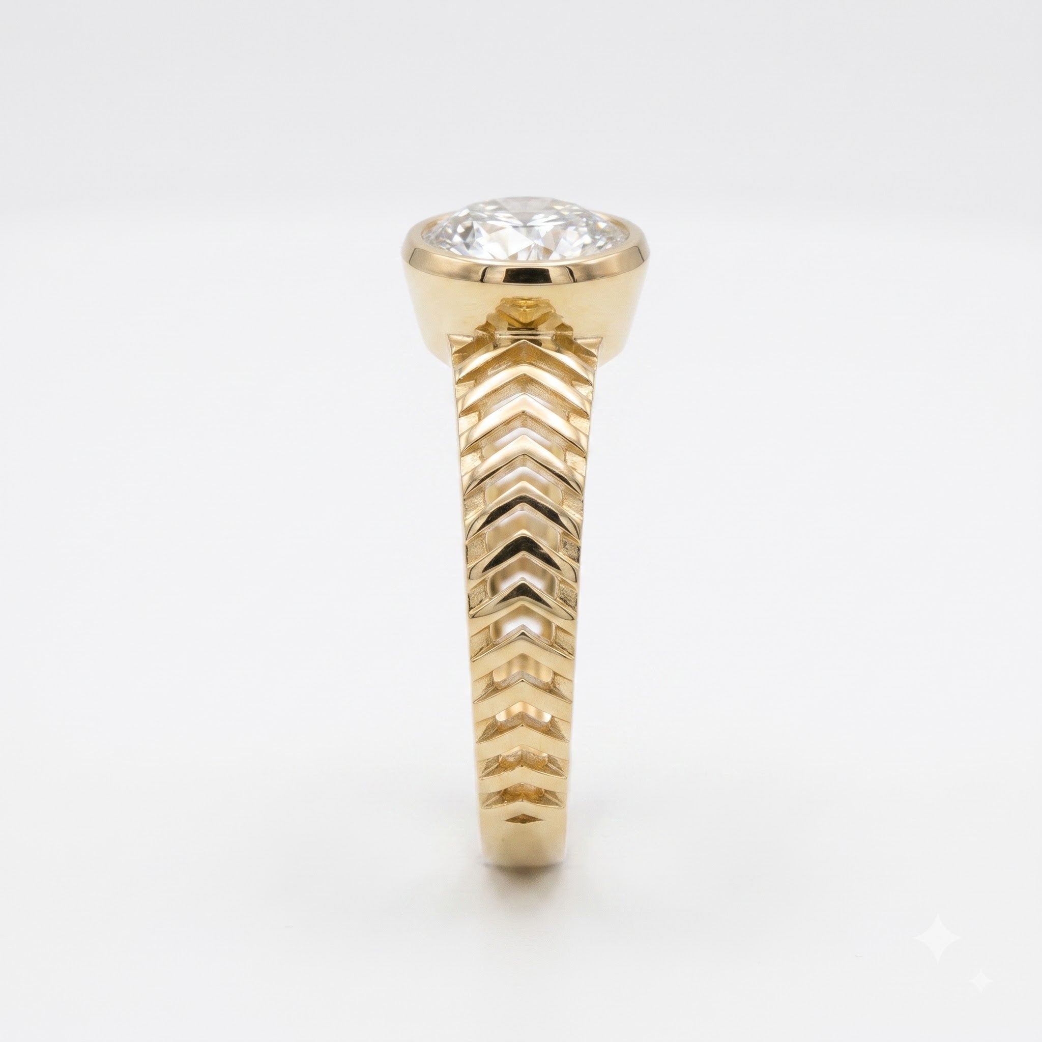 Modern Geometric Statement Solitaire Ring