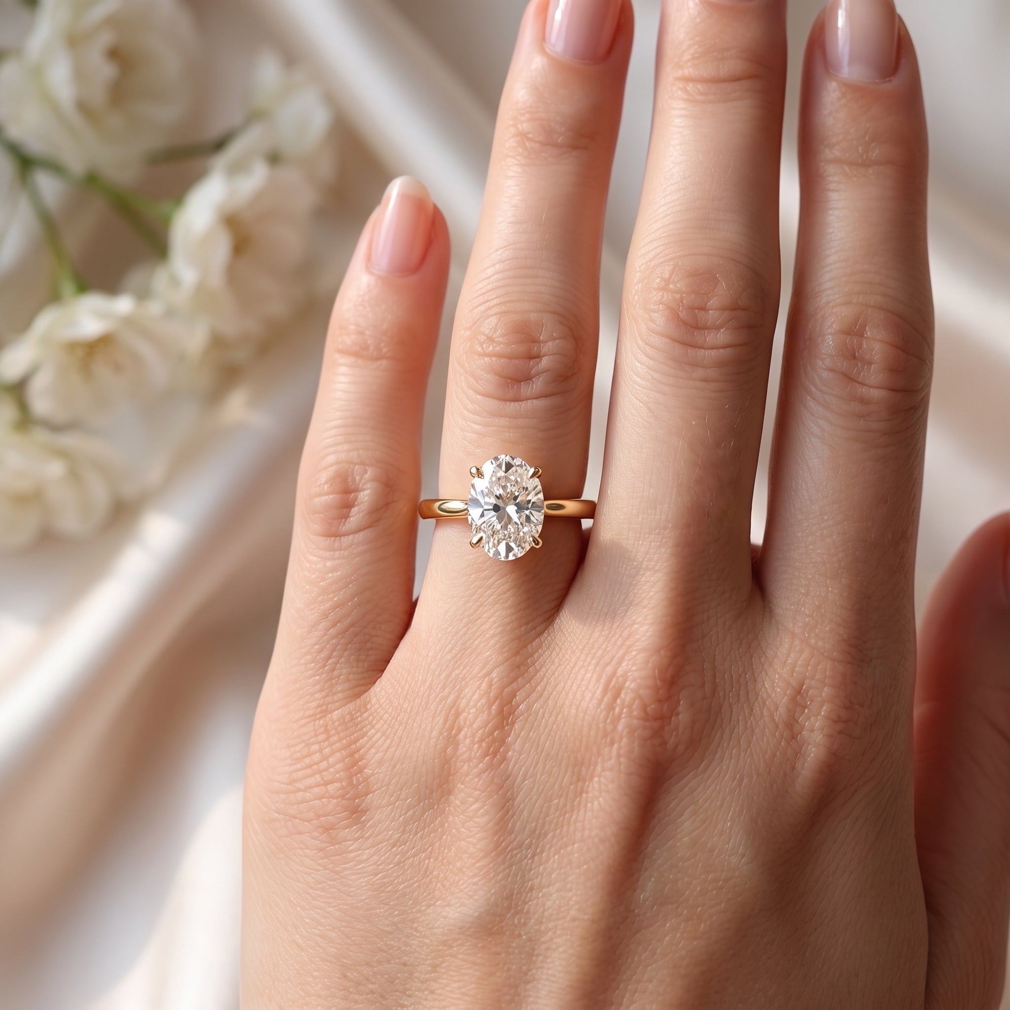 Classic Oval Shape Diamond  Solitaire Engagement Ring