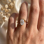 Modern Twist Elongated cushion cut diamond Solitaire ring