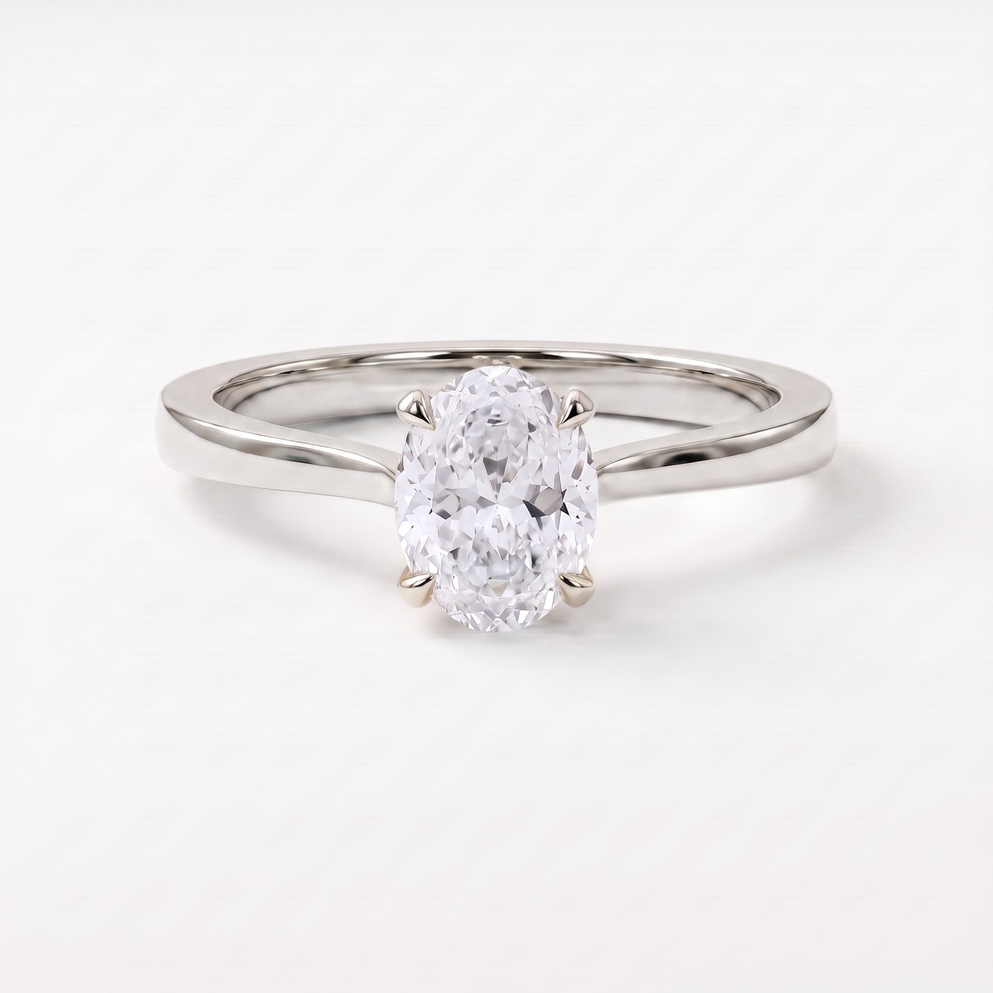 Portuguese Oval Cut Lab Grown Diamond Solitaire Engagement Ring