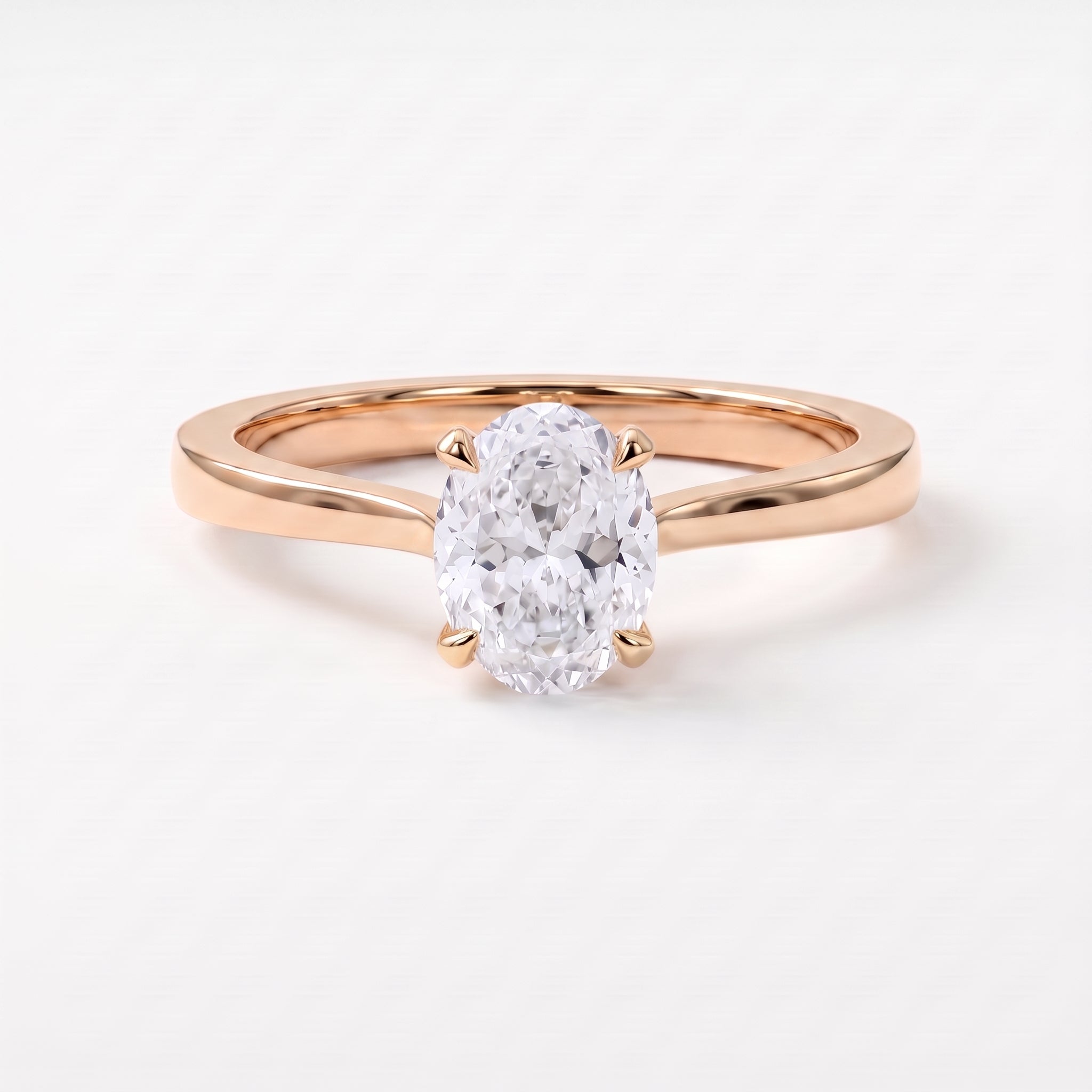 Portuguese Oval Cut Lab Grown Diamond Solitaire Engagement Ring