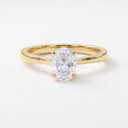 Portuguese Oval Cut Lab Grown Diamond Solitaire Engagement Ring