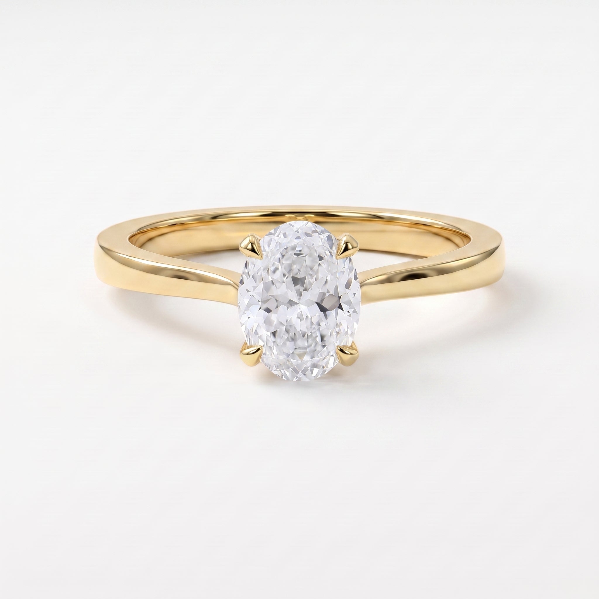 Portuguese Oval Cut Lab Grown Diamond Solitaire Engagement Ring