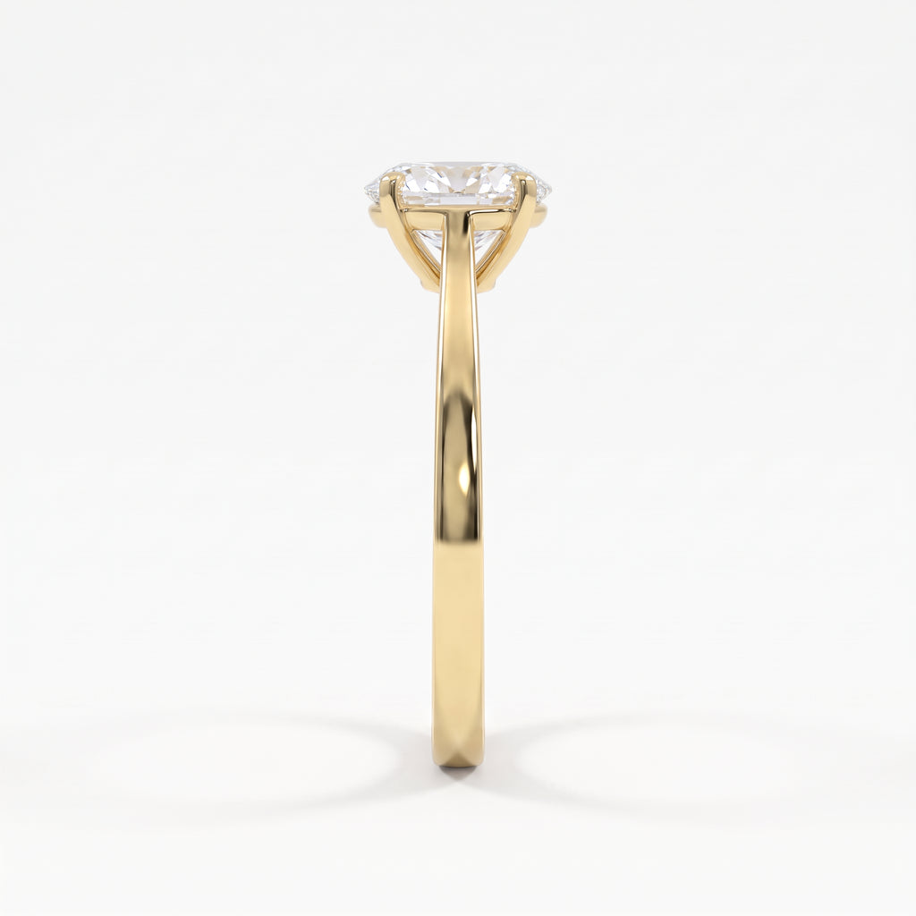 Portuguese Oval Cut Lab Grown Diamond Solitaire Engagement Ring