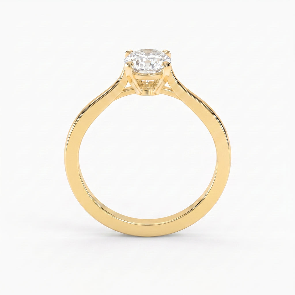 Portuguese Oval Cut Lab Grown Diamond Solitaire Engagement Ring