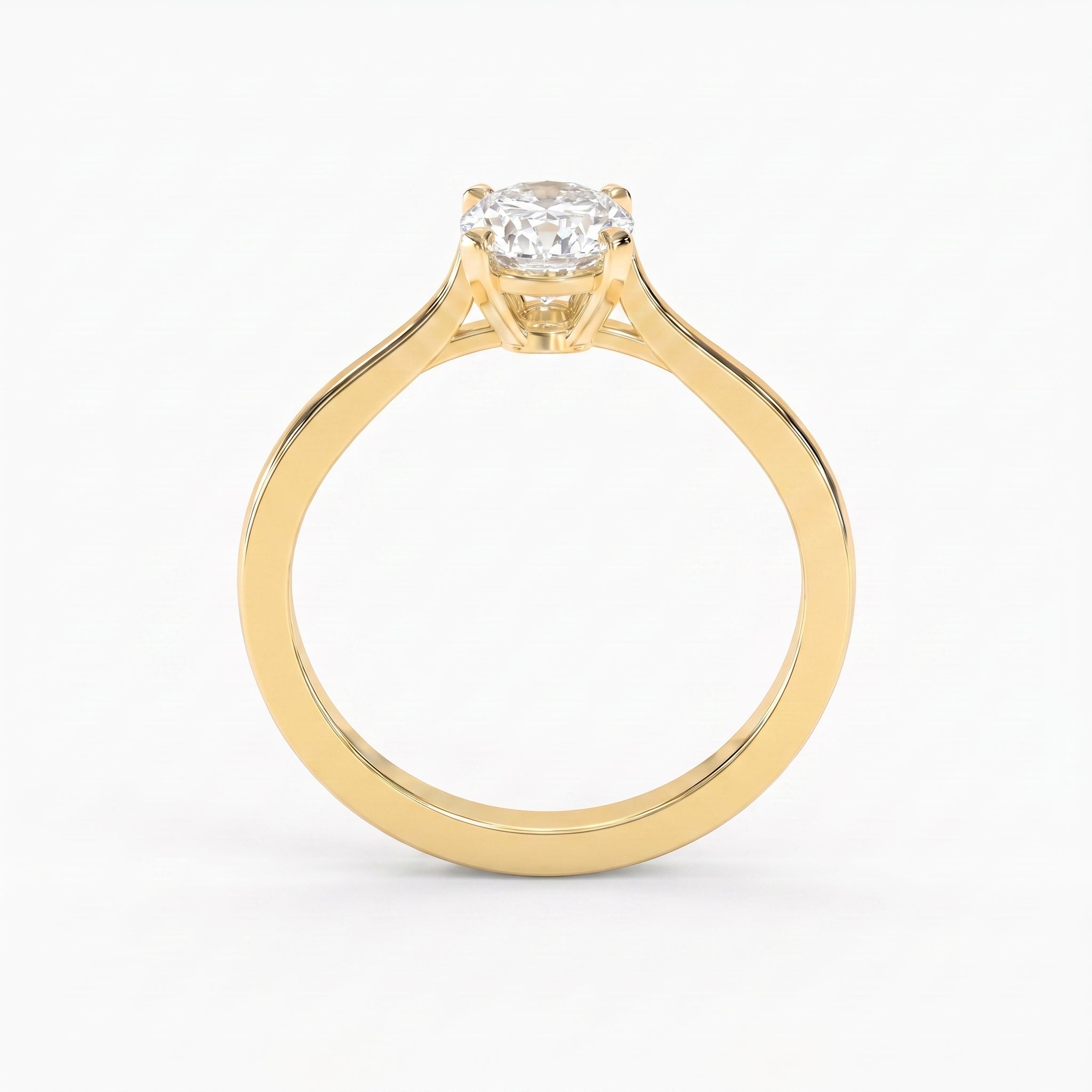 Portuguese Oval Cut Lab Grown Diamond Solitaire Engagement Ring