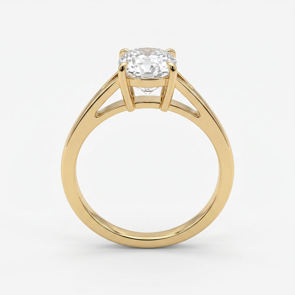 Elongated Long Cushion diamond Solitaire Ring