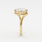 Modern Twist Elongated cushion cut diamond Solitaire ring