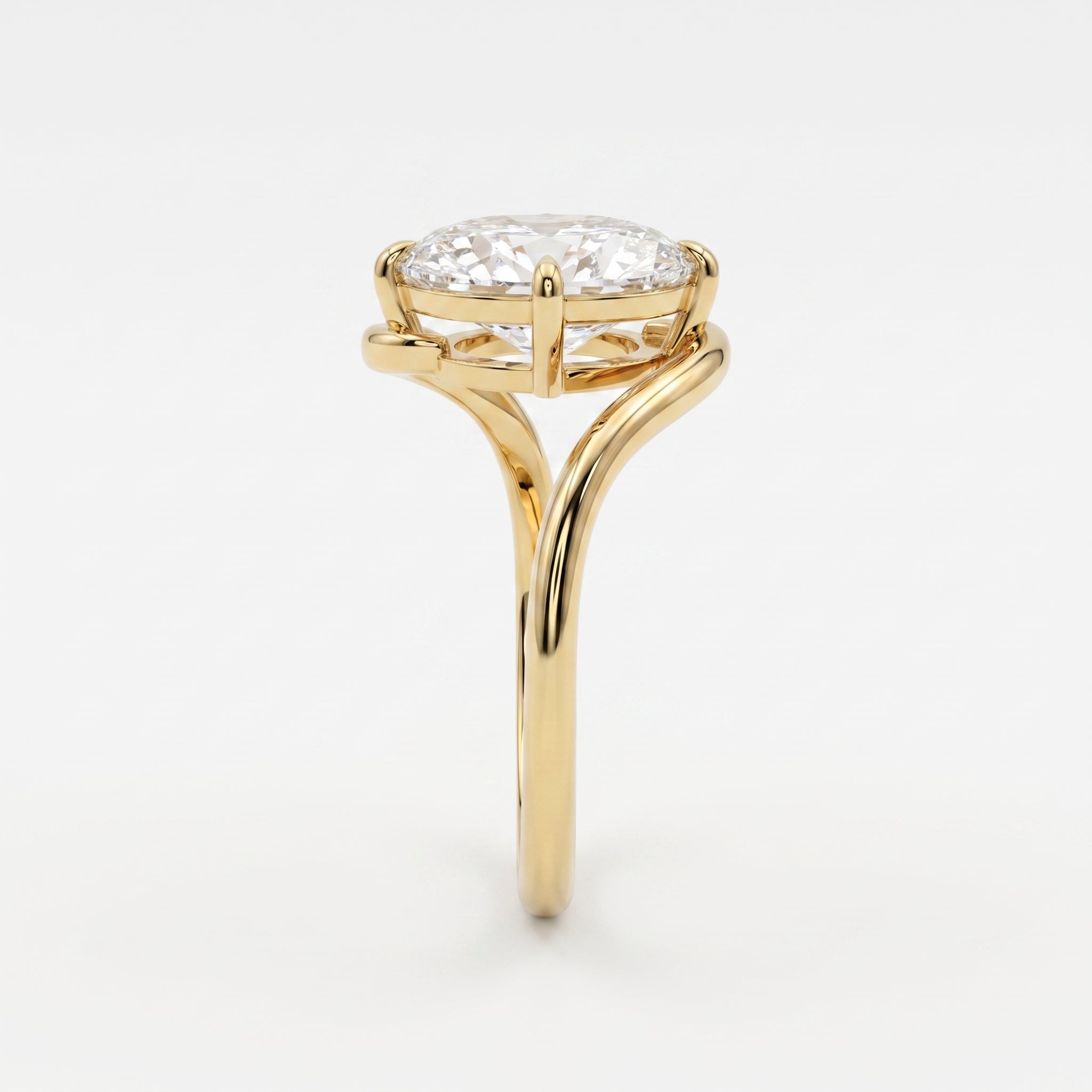 Modern Twist Elongated cushion cut diamond Solitaire ring
