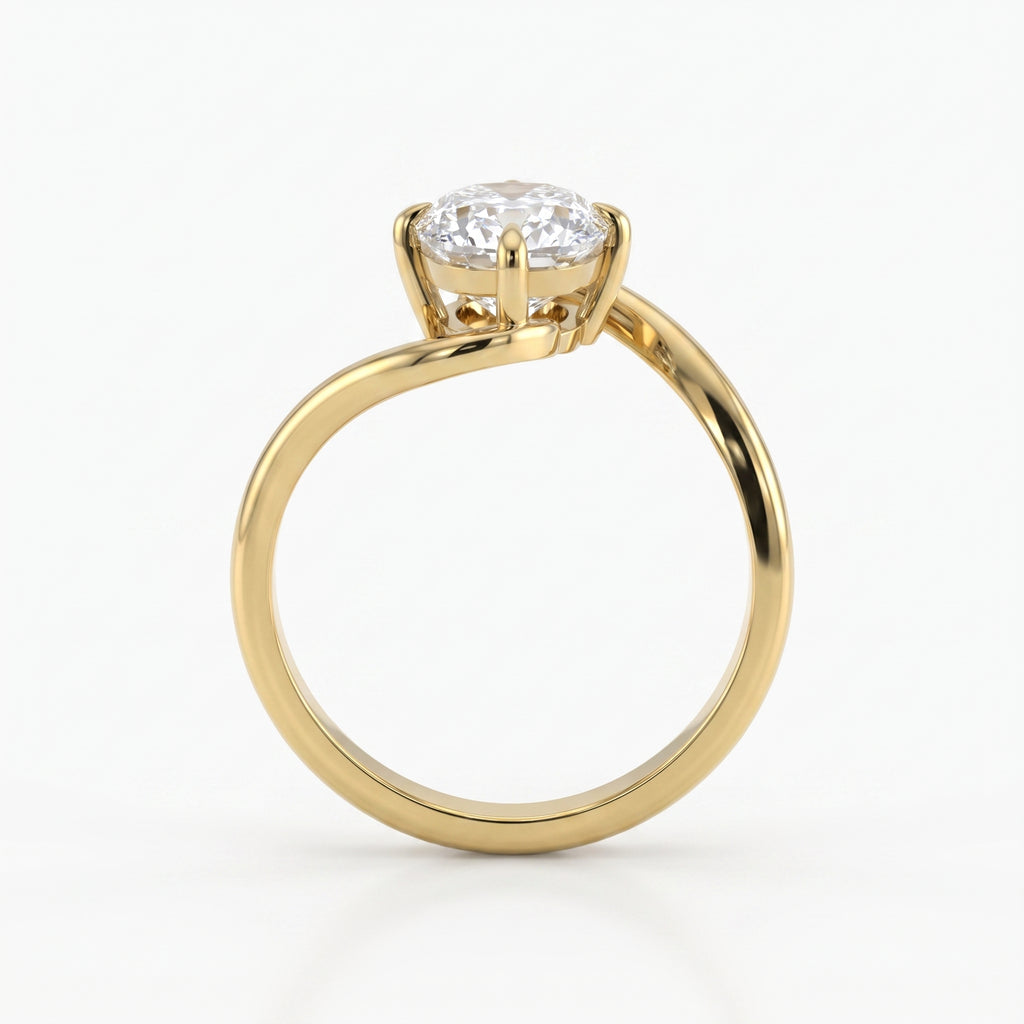 Modern Twist Elongated cushion cut diamond Solitaire ring