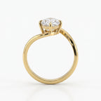 Modern Twist Elongated cushion cut diamond Solitaire ring