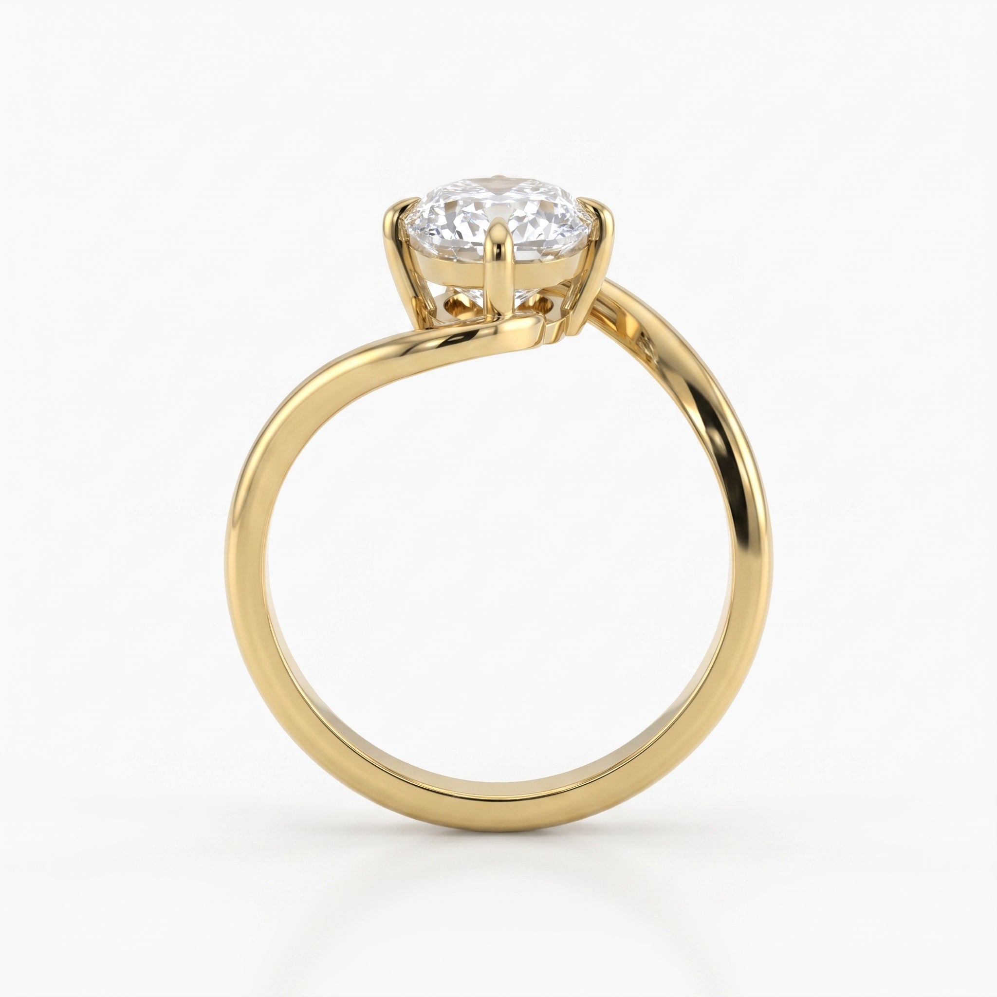 Modern Twist Elongated cushion cut diamond Solitaire ring
