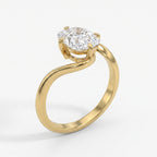 Modern Twist Elongated cushion cut diamond Solitaire ring