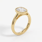 Luxury Bezel Set Long Cushion Diamond Solitaire Ring