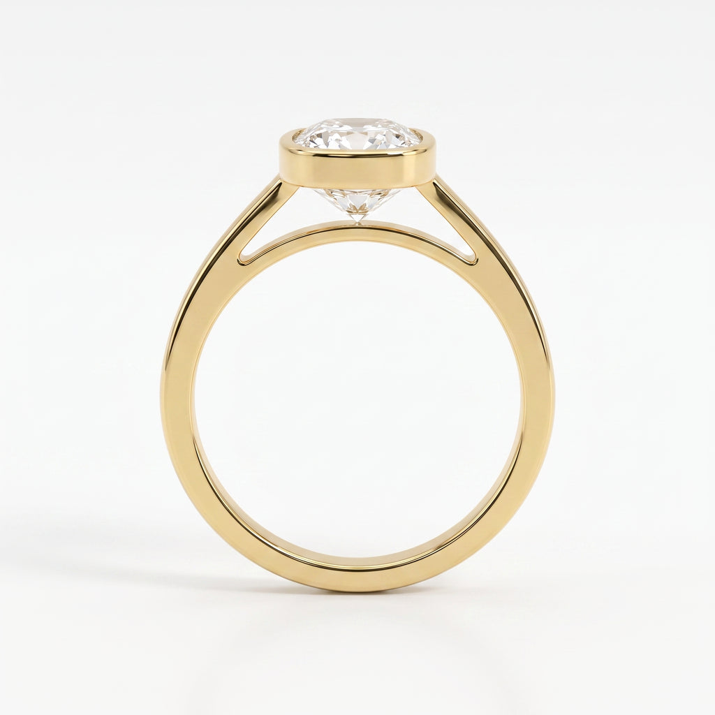 Luxury Bezel Set Long Cushion Diamond Solitaire Ring