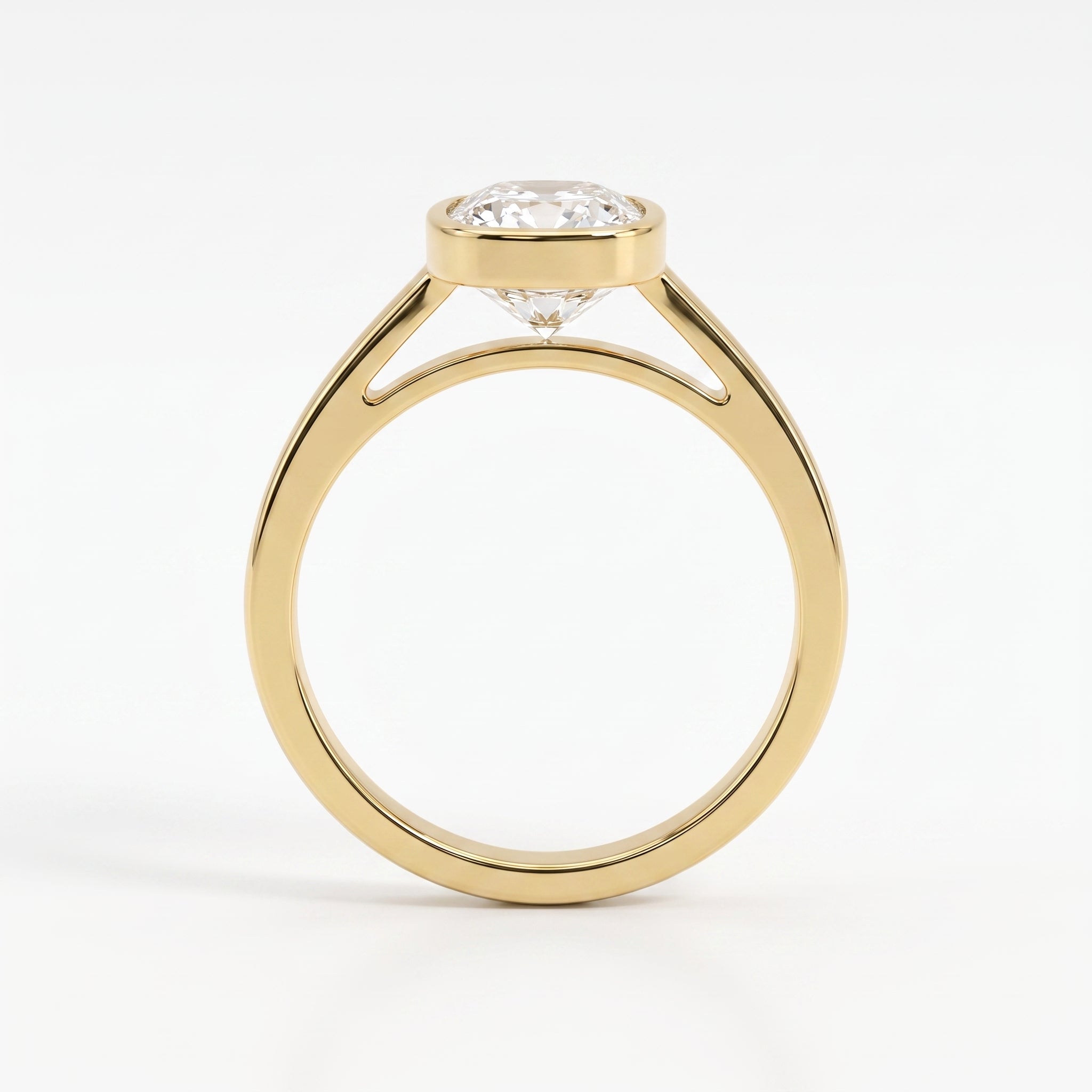 Luxury Bezel Set Long Cushion Diamond Solitaire Ring