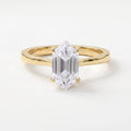 Elongated Hexagon Lab Diamond Solitaire Engagement Ring