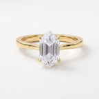 Elongated Hexagon Lab Diamond Solitaire Engagement Ring