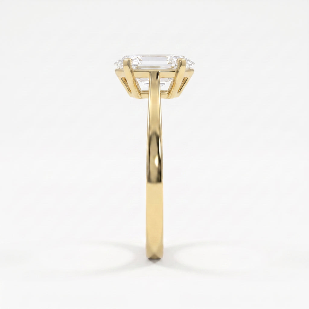 Elongated Hexagon Lab Diamond Solitaire Engagement Ring