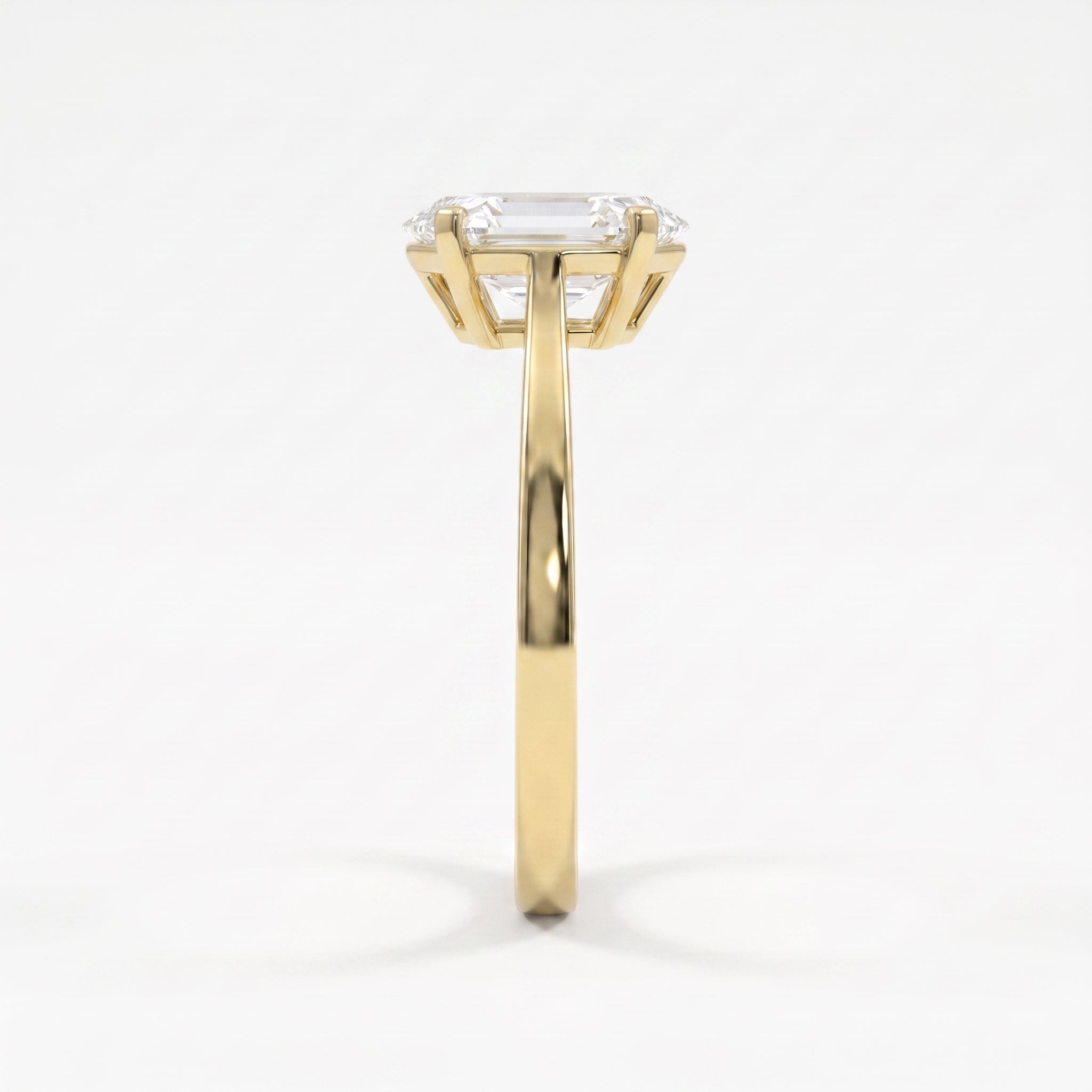 Elongated Hexagon Lab Diamond Solitaire Engagement Ring