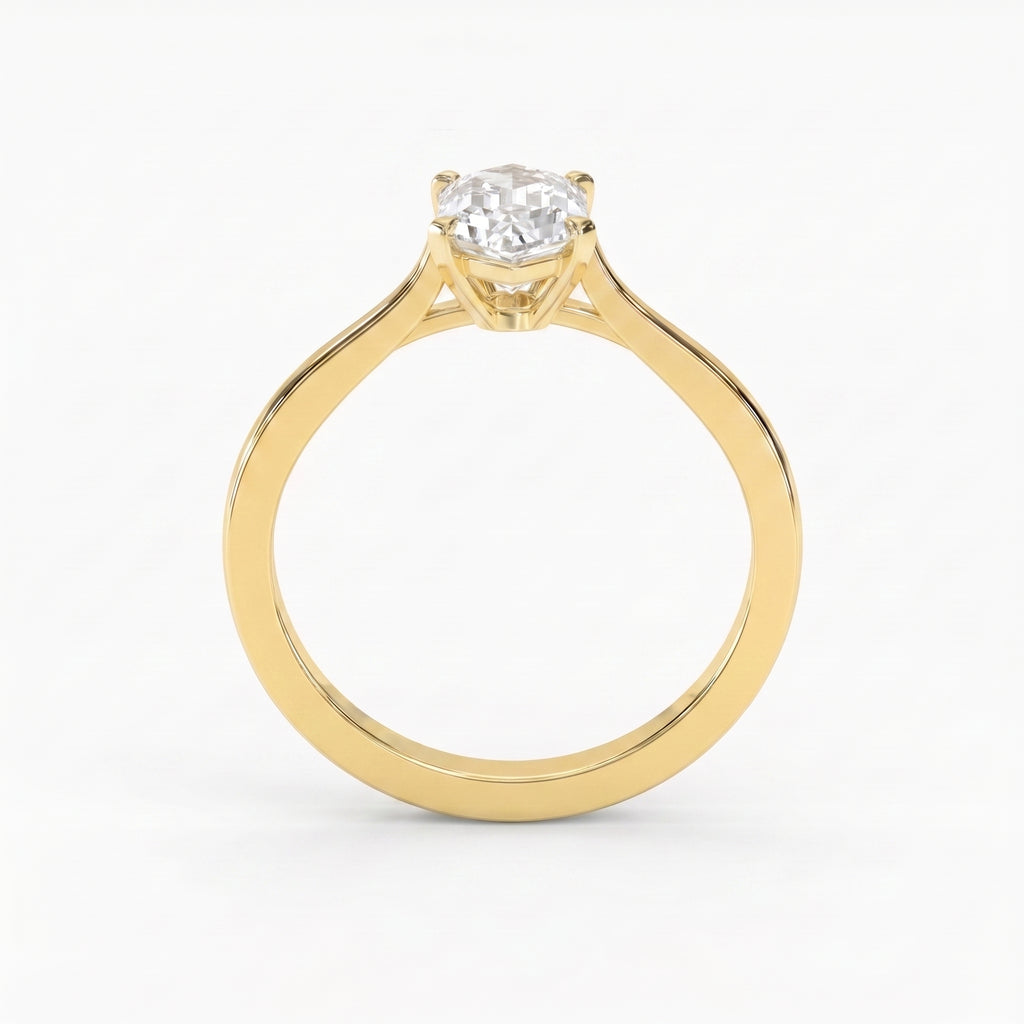 Elongated Hexagon Lab Diamond Solitaire Engagement Ring