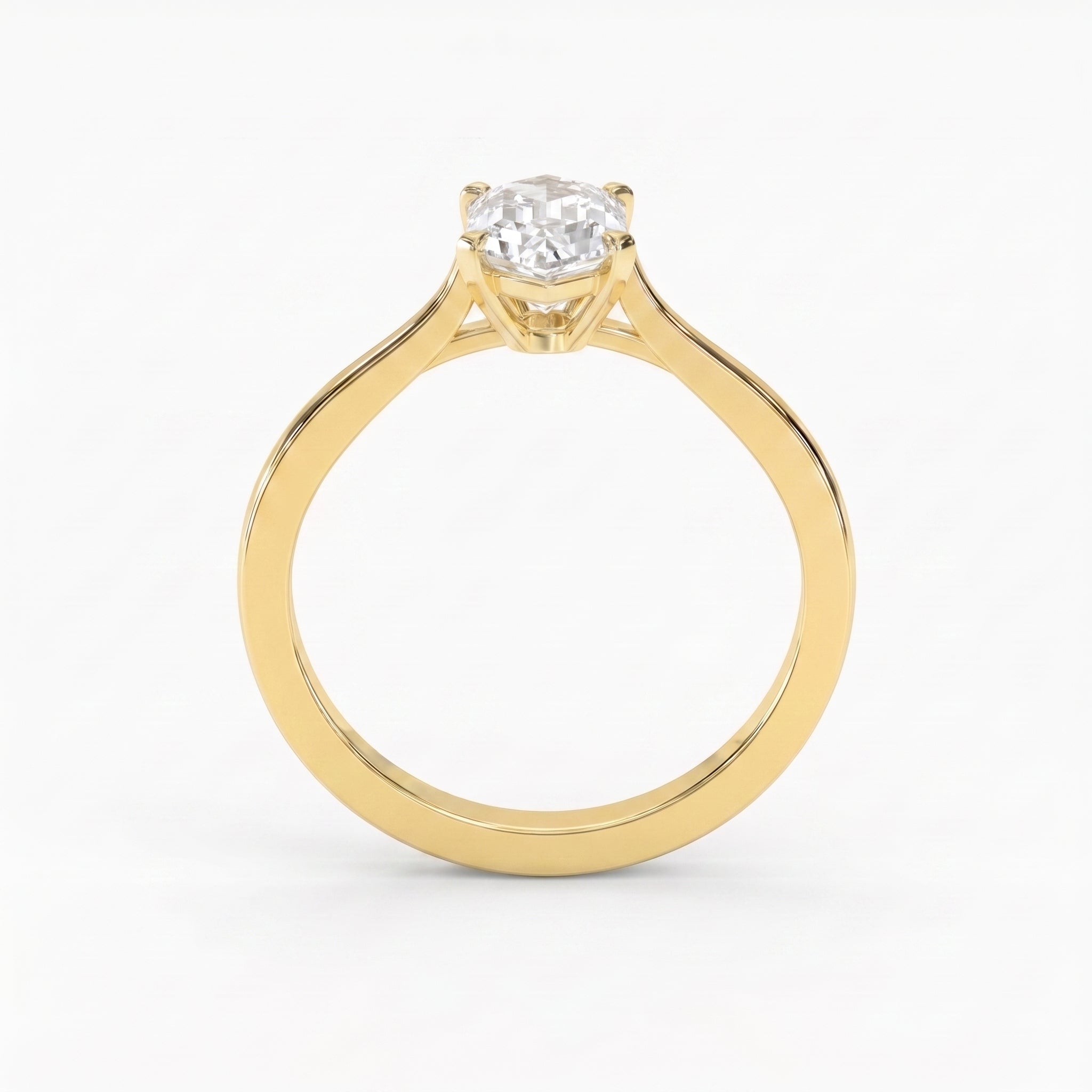 Elongated Hexagon Lab Diamond Solitaire Engagement Ring