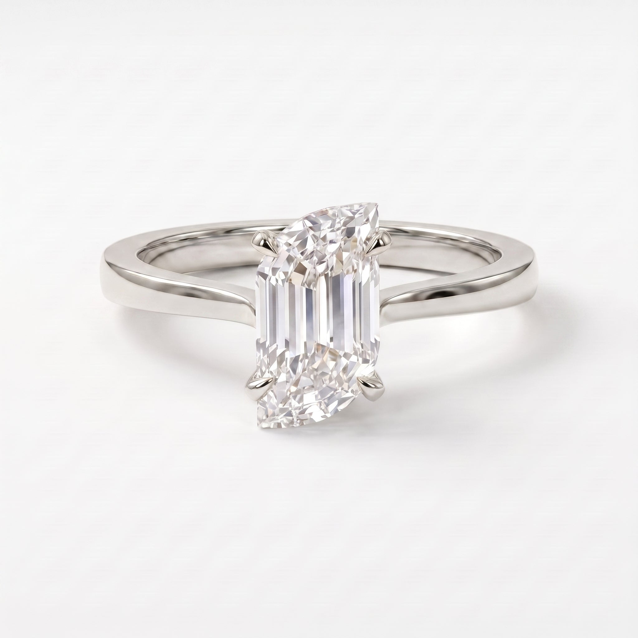 Flame Cut Lab Diamond Solitaire Engagement Ring
