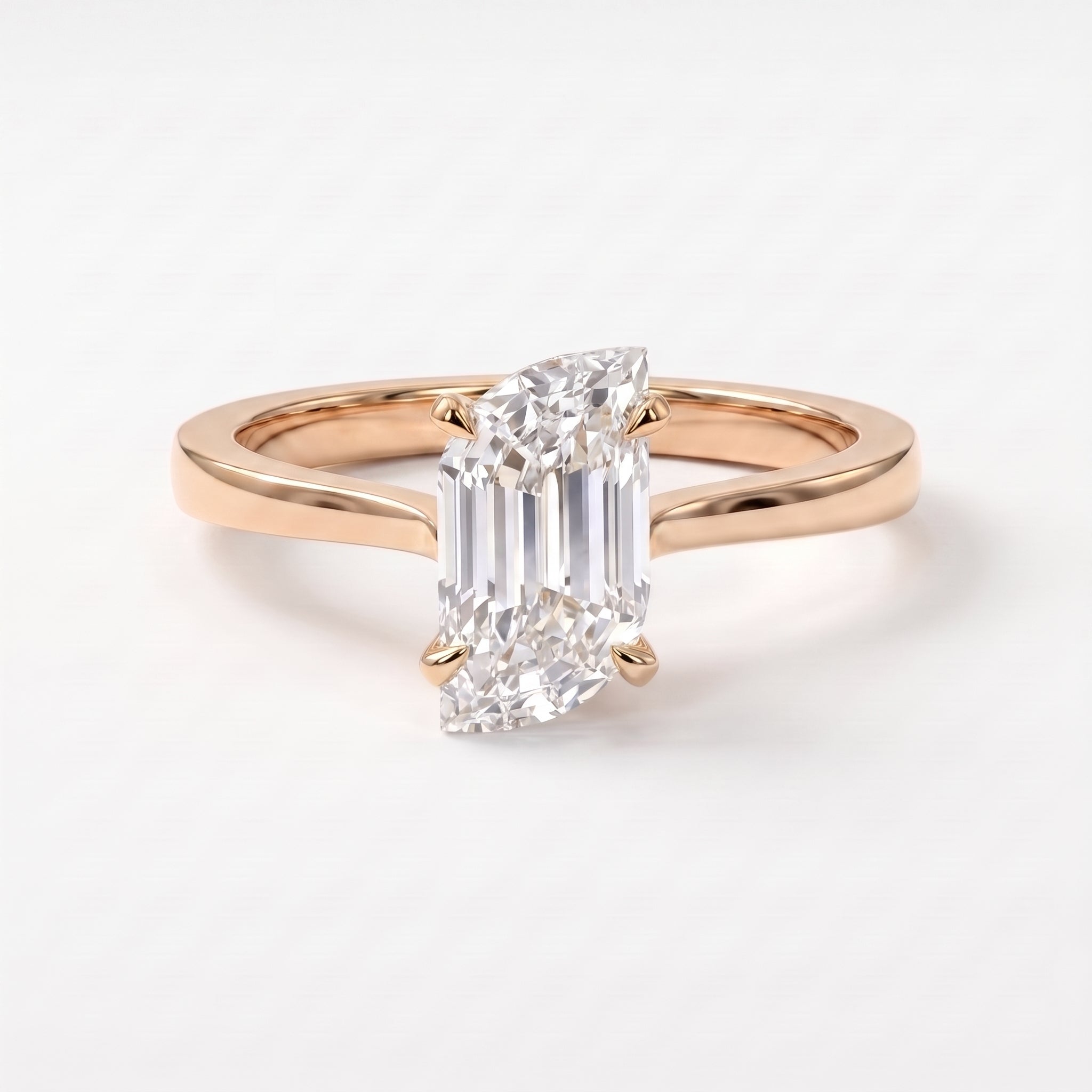 Flame Cut Lab Diamond Solitaire Engagement Ring
