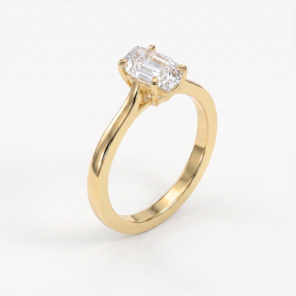 Flame Cut Lab Diamond Solitaire Engagement Ring