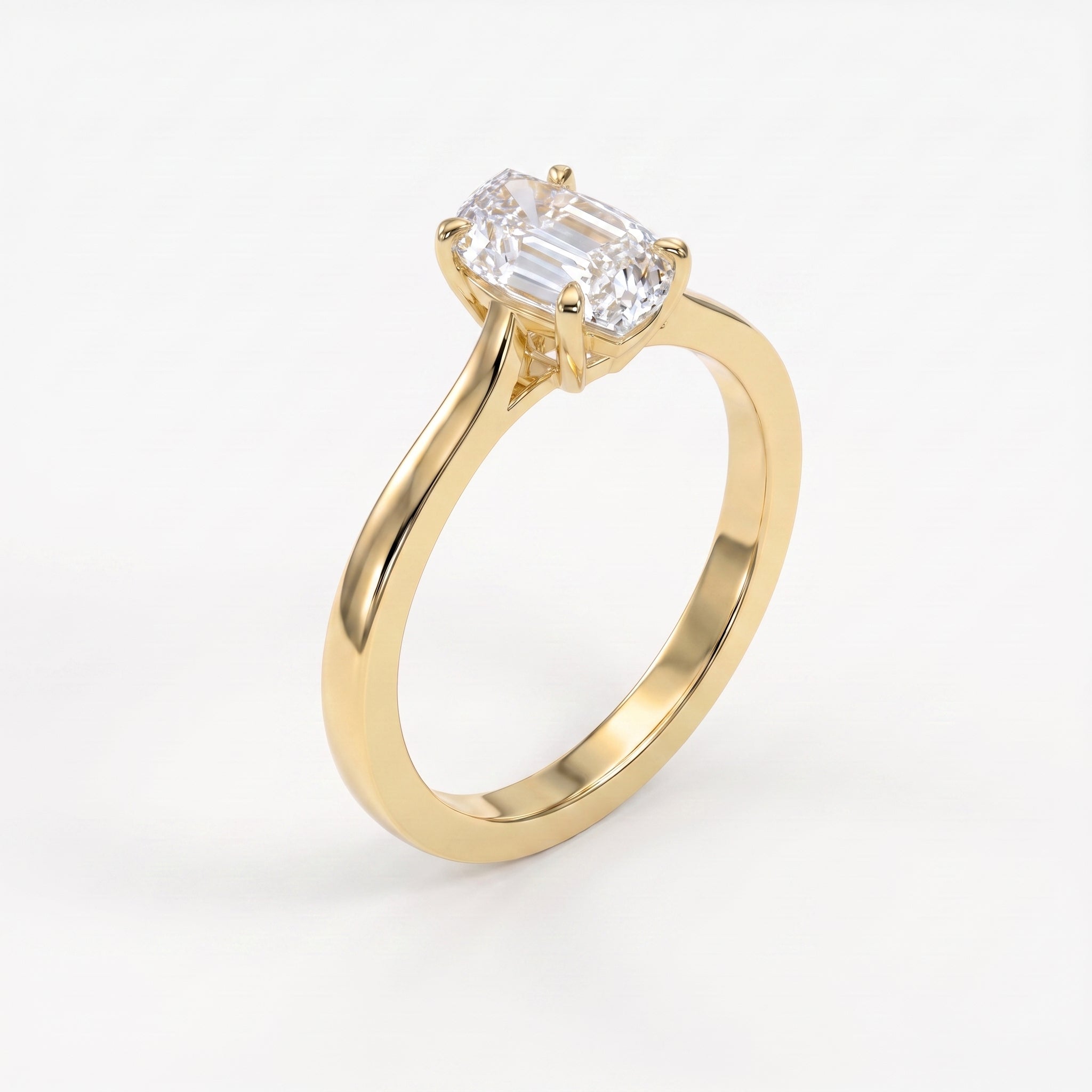 Flame Cut Lab Diamond Solitaire Engagement Ring