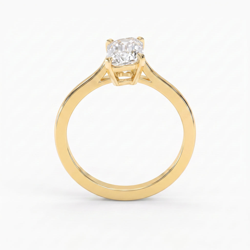 Flame Cut Lab Diamond Solitaire Engagement Ring