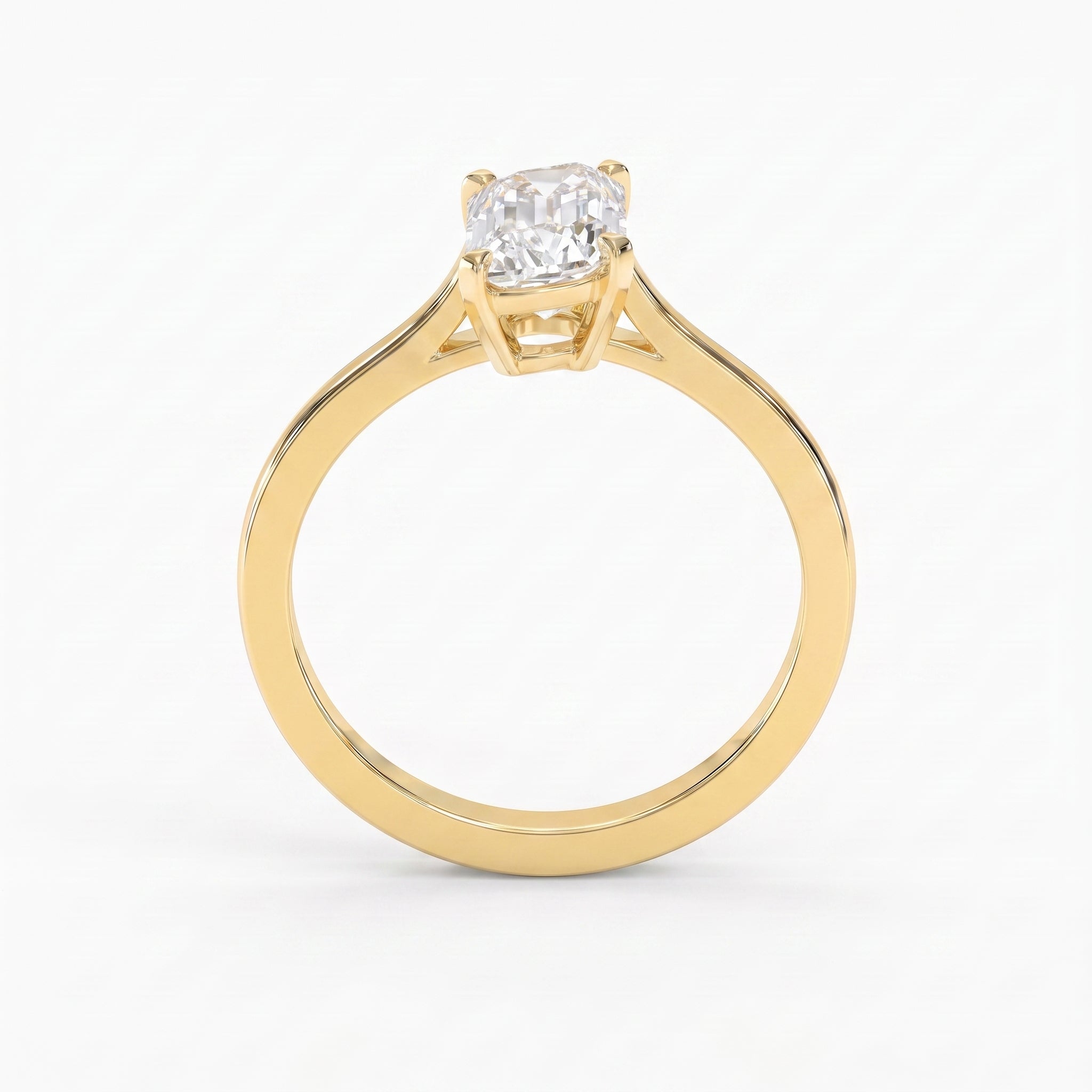 Flame Cut Lab Diamond Solitaire Engagement Ring