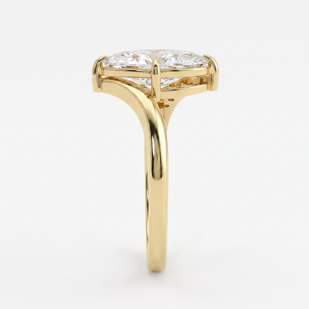 Modern Bypass Marquise  Side Stone Engagement Ring