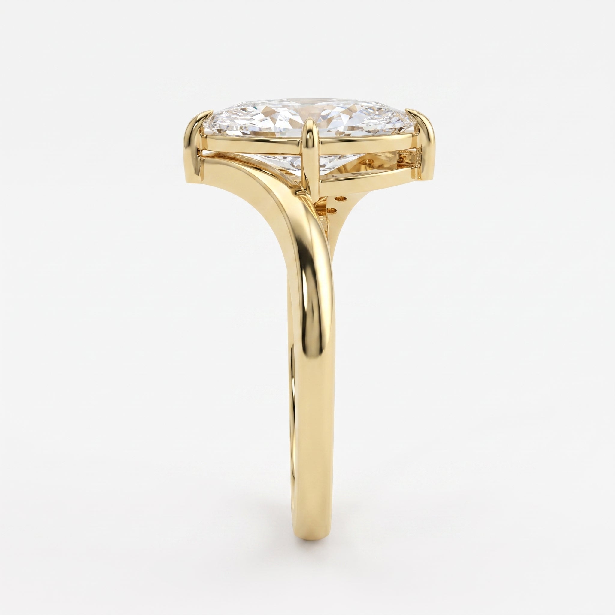 Modern Bypass Marquise  Side Stone Engagement Ring