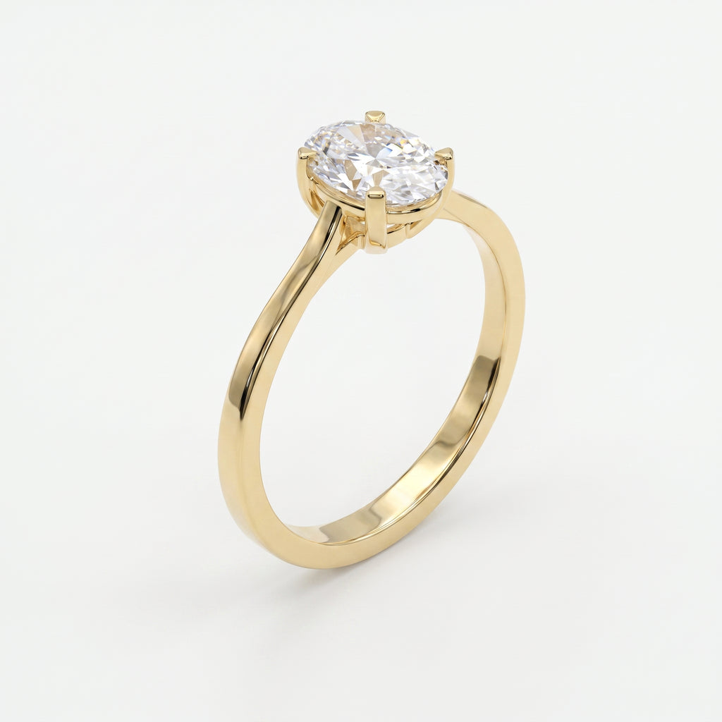Classic Oval Shape Diamond  Solitaire Engagement Ring