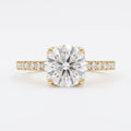 Round Brilliant Lab Grown Diamond  Pavé Side Stone Engagement Ring