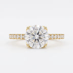Round Brilliant Lab Grown Diamond  Pavé Side Stone Engagement Ring