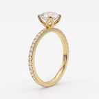 Round Brilliant Lab Grown Diamond  Pavé Side Stone Engagement Ring