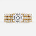 3 Row Round Diamond Statement Side Stone Ring