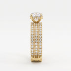 3 Row Round Diamond Statement Side Stone Ring
