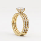 3 Row Round Diamond Statement Side Stone Ring