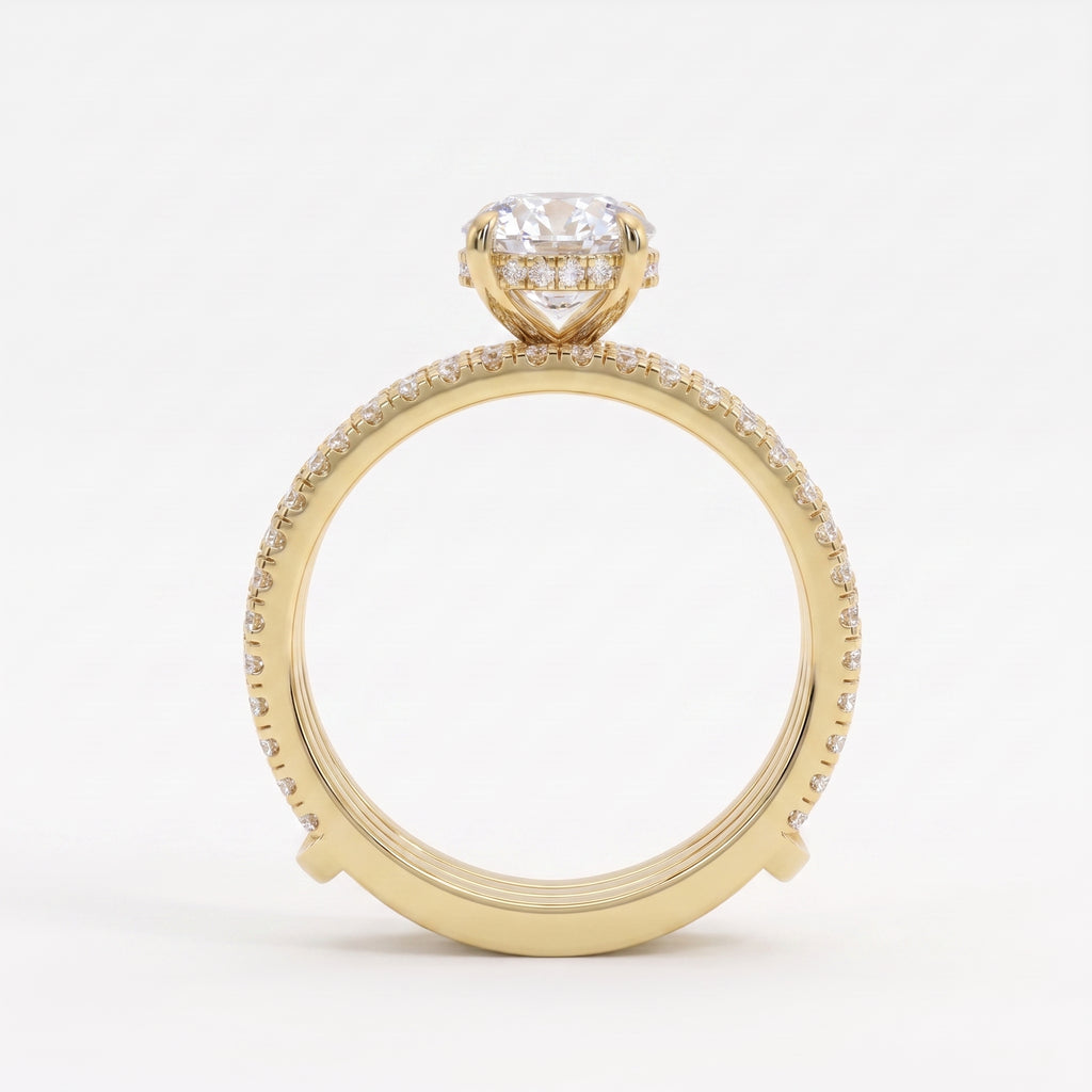 3 Row Round Diamond Statement Side Stone Ring
